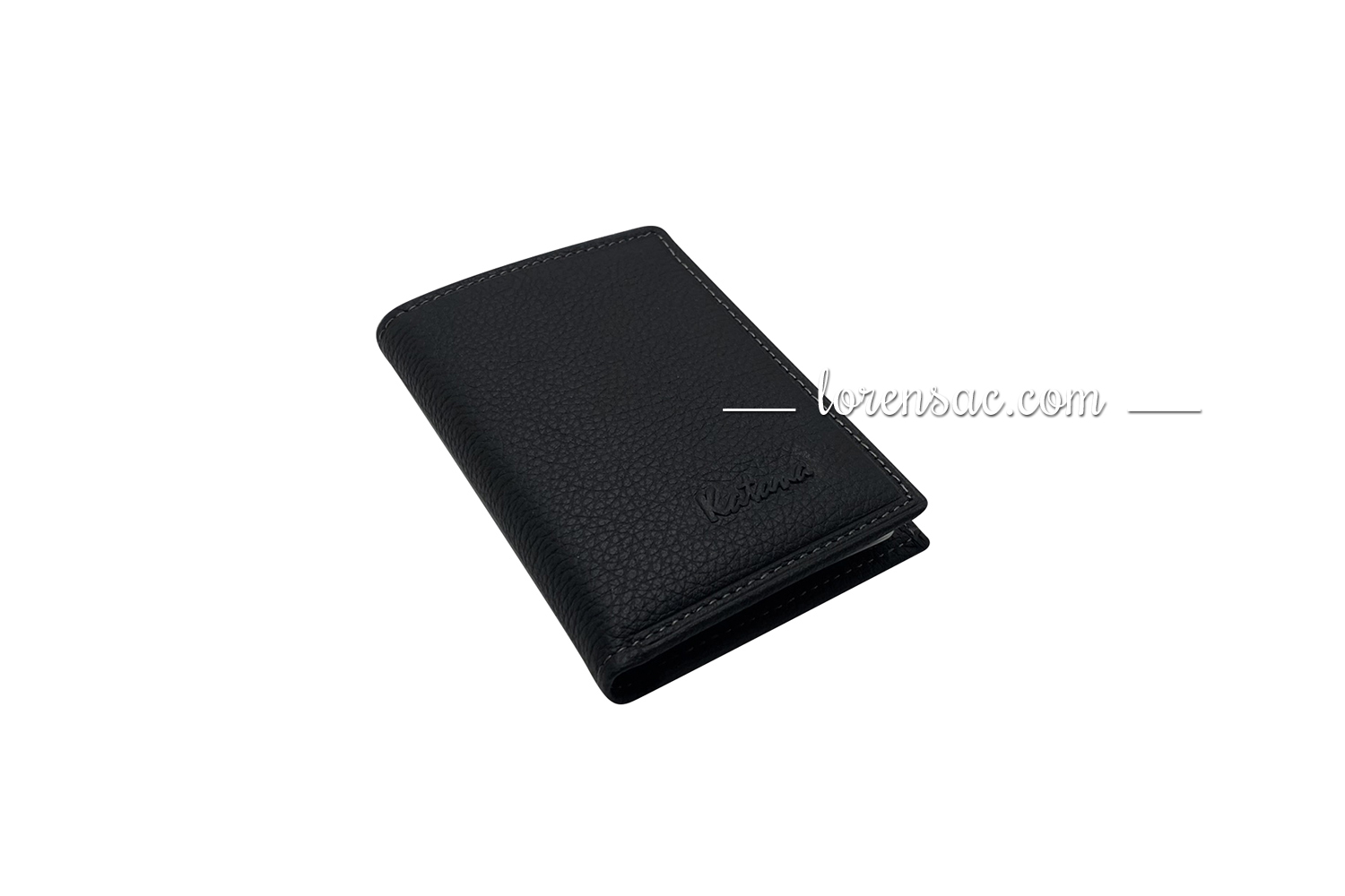 Porte carte compact noir en cuir