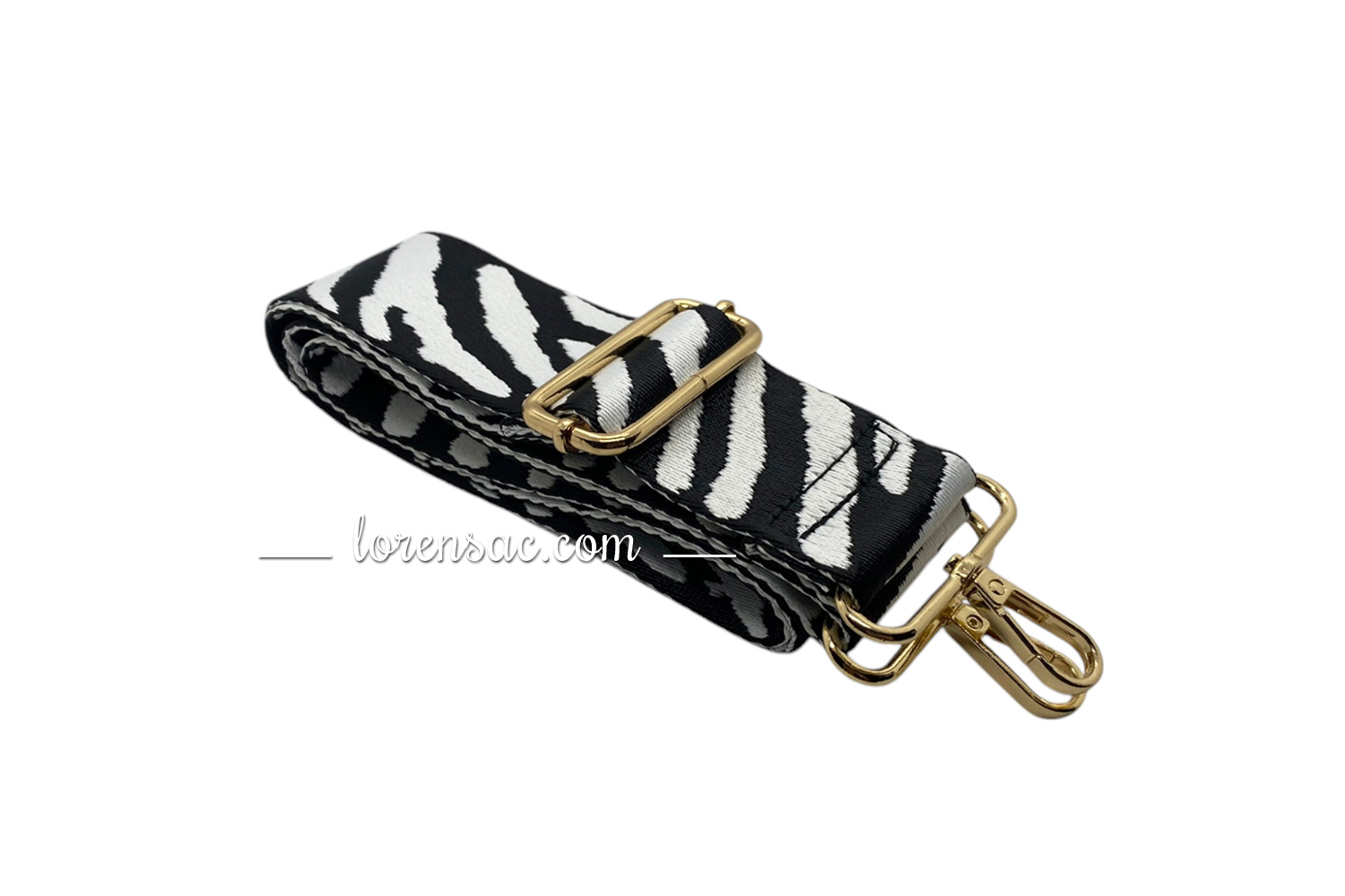 Sangle sac bandoulière tissu blanc noir